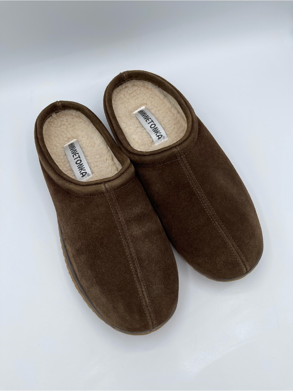 Minnetonka Men's Dark Brown Suede Slip-On Clog
